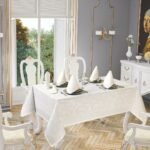 Nappe de table blanc cassé 160*220cm + 6 serviettes 35*35cm