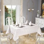 Nappe de table blanc 160*220cm + 6 serviettes 35*35cm