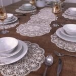 Set de table et chemin de table Vincent pour 6 personnes, blanc cassé, 7 pièces
