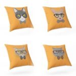 4 Housses de coussin à motif de chat orange, 40x40 cm