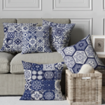 Ensemble de 4 housses de coussin imprimées Mosaique 43x43 cm