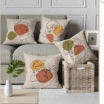 Ensemble de 4 housses de coussin imprimées Femal line 43x43 cm